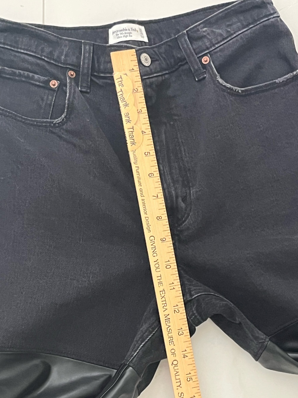 Abercrombie Denim + Leather Mixed Fabric Ultra High Rise
90s Straight Jean High - Picture 6 of 11